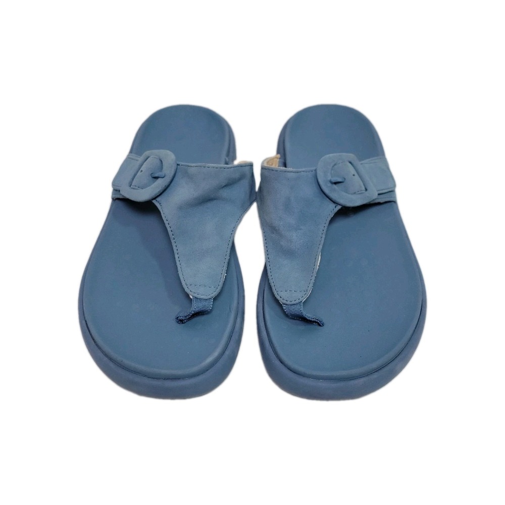 Vionic Activate RX Recovery Sandals Blue Suede Platform Thong Slides Size 8.5